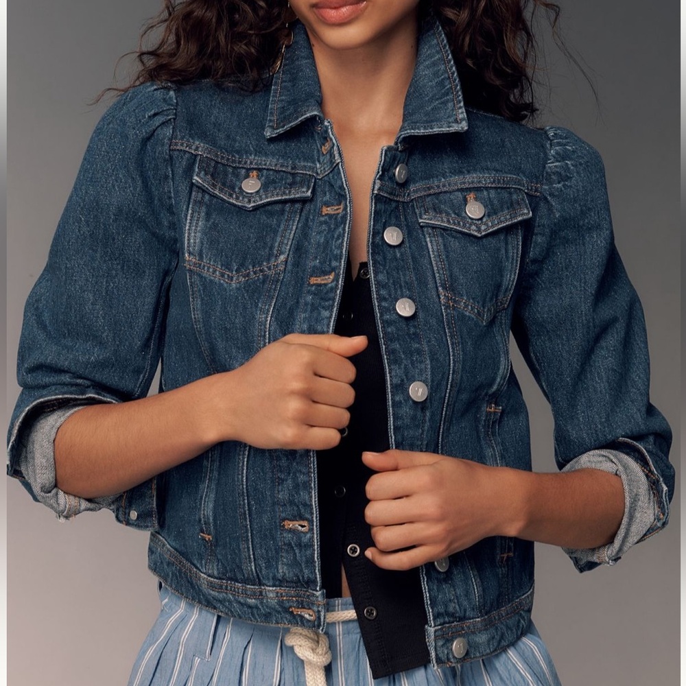 Anthropologie Puff Sleeve Denim Jacket